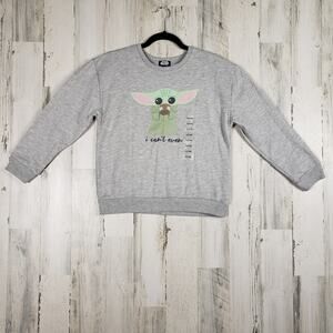 NWT Star Wars Girls Baby Yoda Grogu Gray Graphic Sweatshirt Youth Size Large 14